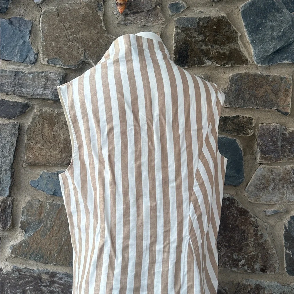 Zero + Maria Cornejo Sleeveless Stripe Folded High-Neck Dress Size 12